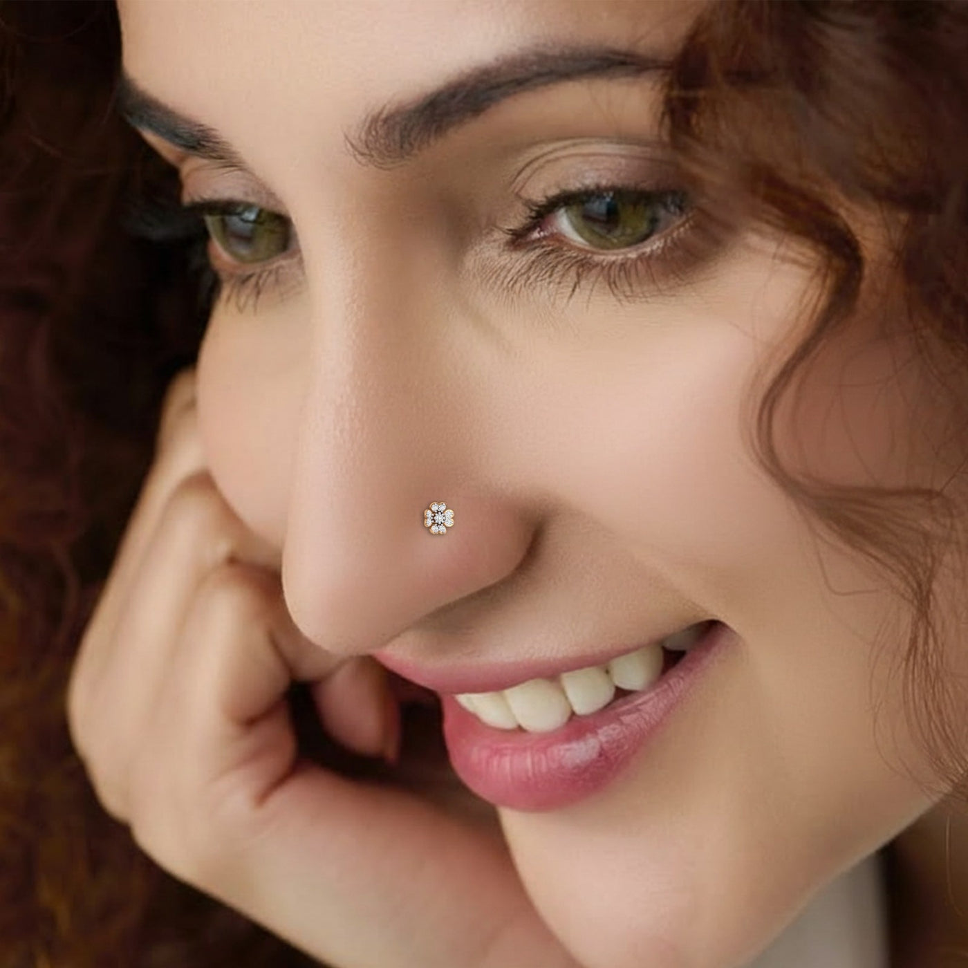 Gold & Diamond Stud Nose Pin KRC80301