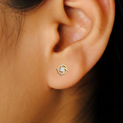 Yellow Gold Diamond Earring Close up shot| under 40k 