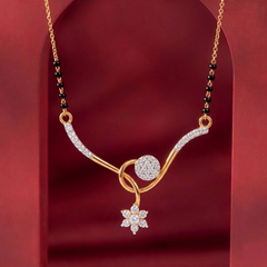 Gold & Diamond Floral Mangalsutra For Women KRC50087
