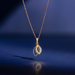 Gold & Diamond Twin Leaf Pendant Set KRC40570