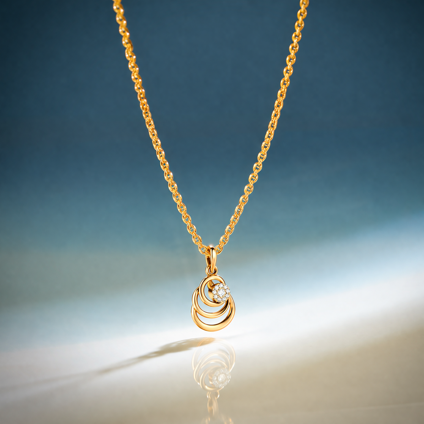 Gold & Diamond Spiral Pendant Set KRC40571