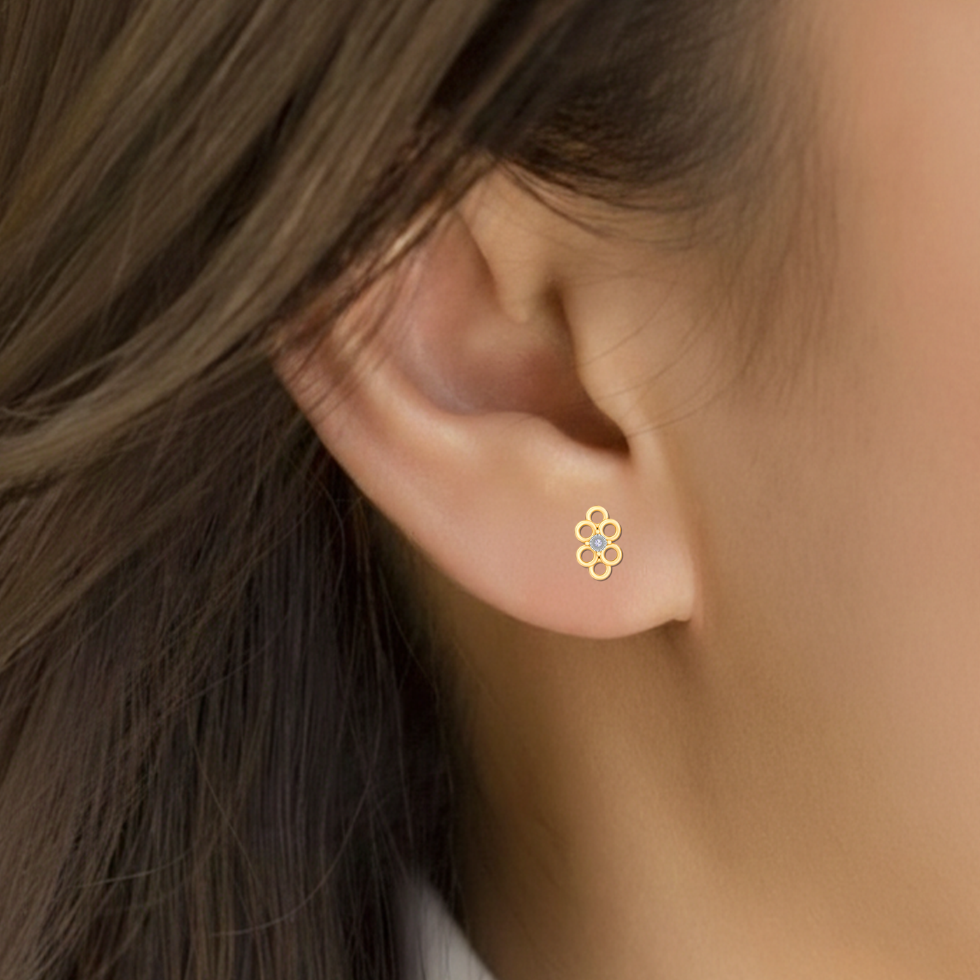 Gold & Diamond Women Stud Earring KRC30137