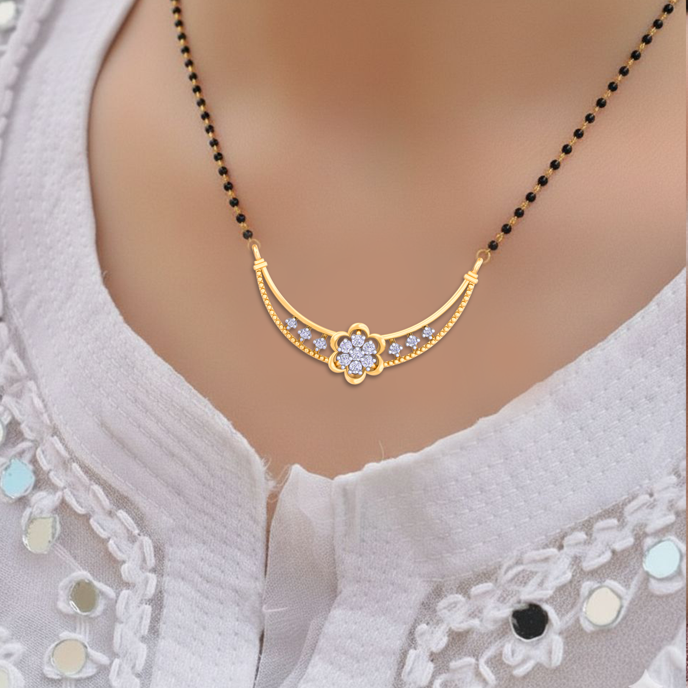 Elegant Gold & Diamond Mangalsutra For Women KRC50080