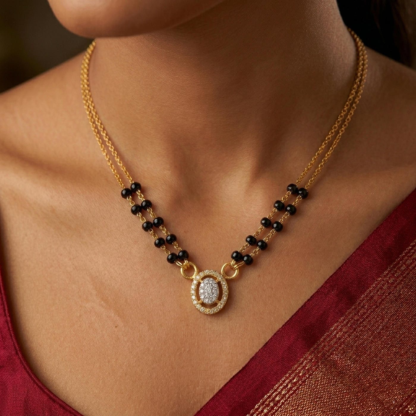Gold & Diamond Modern Mangalsutra For Women KRC50124