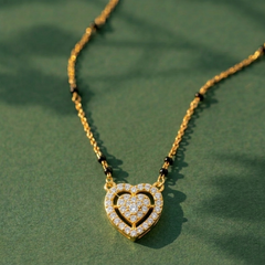 Gold & Diamond Heart Mangalsutra For Women KRC50090
