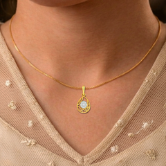 Gold & Diamond Teardrop Cluster Pendant PENDANT SET KRC40564