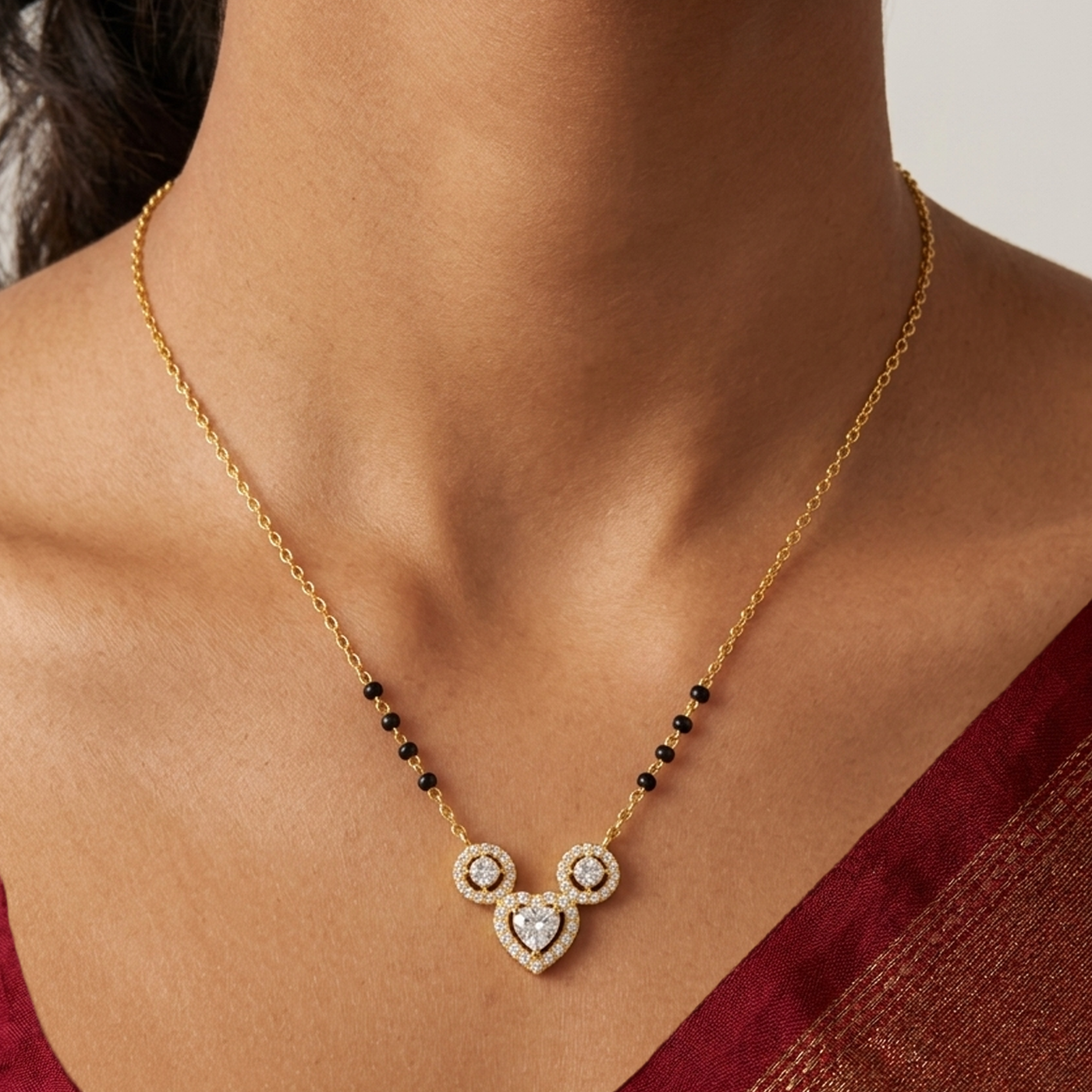 Gold & Diamond Heart Mangalsutra For Women KRC50129