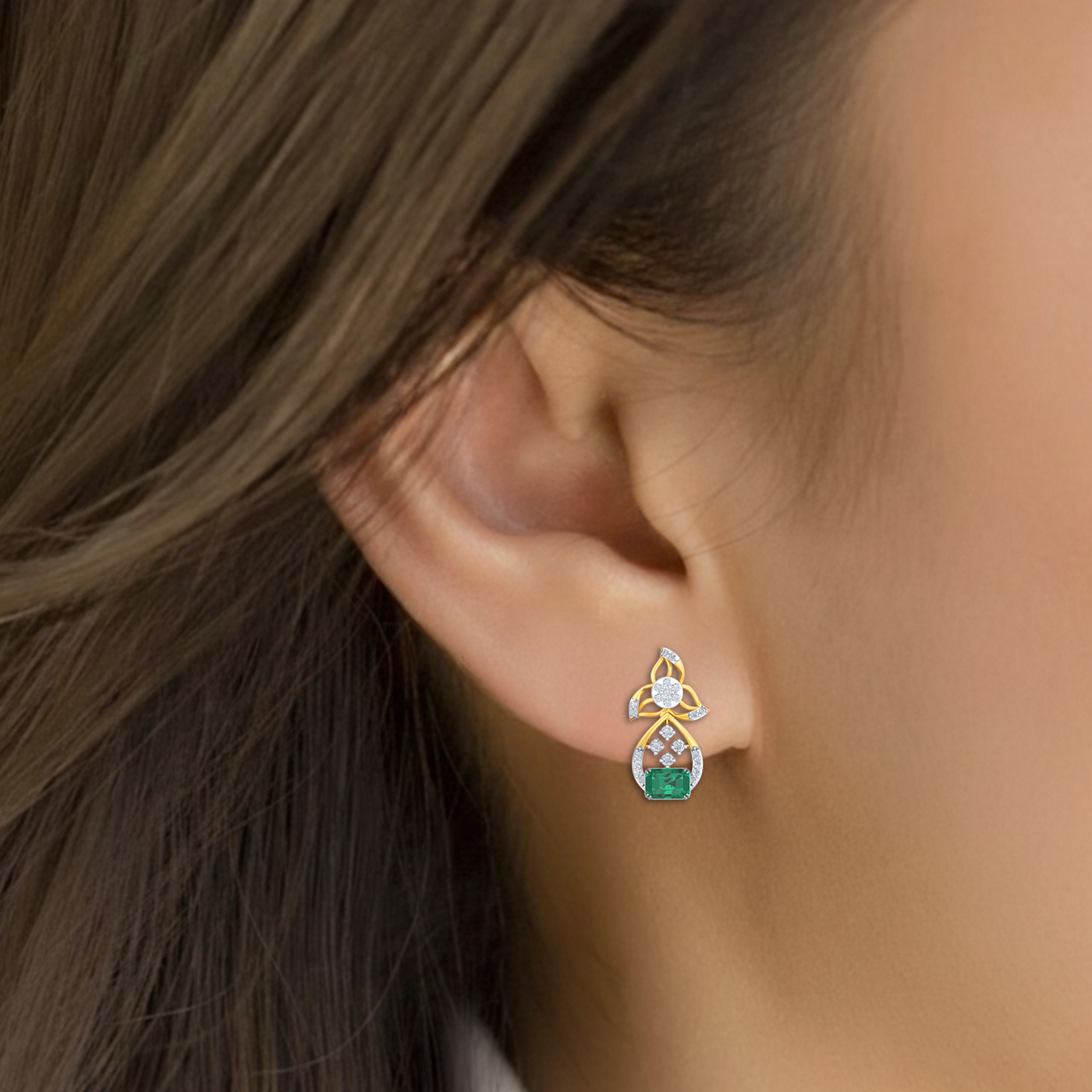 Gold & Diamond Women Gemstone Earring KRC60104E