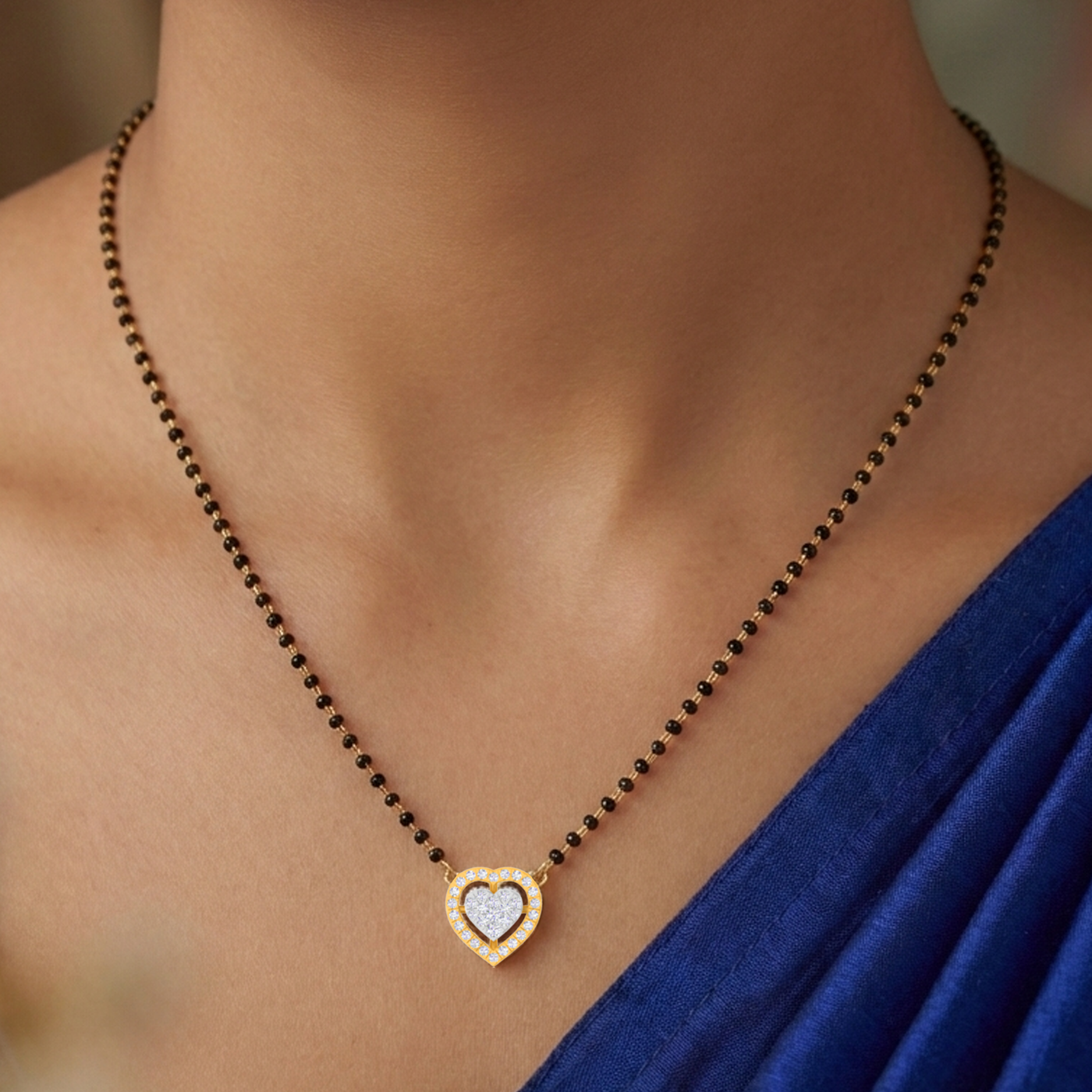 Gold & Diamond Heart Mangalsutra For Women KRC50090