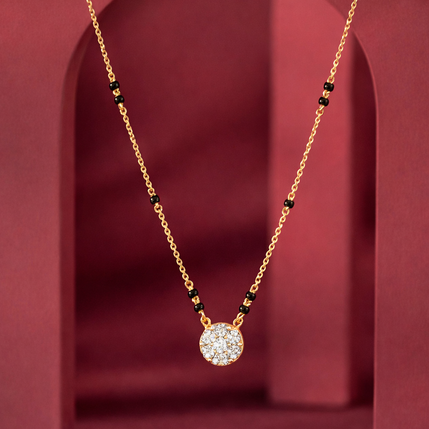Gold & Diamond Round Mangalsutra For Women KRC50075