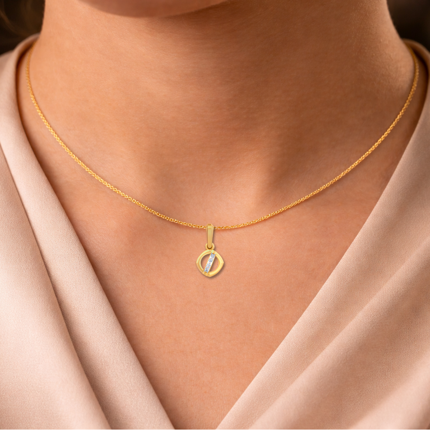 Minimal Gold & Diamond Lightweight Pendant KRB40221