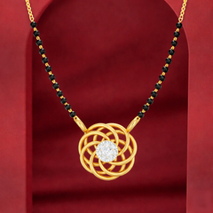 Gold & Diamond Beaded Mangalsutra For Women KRB50023