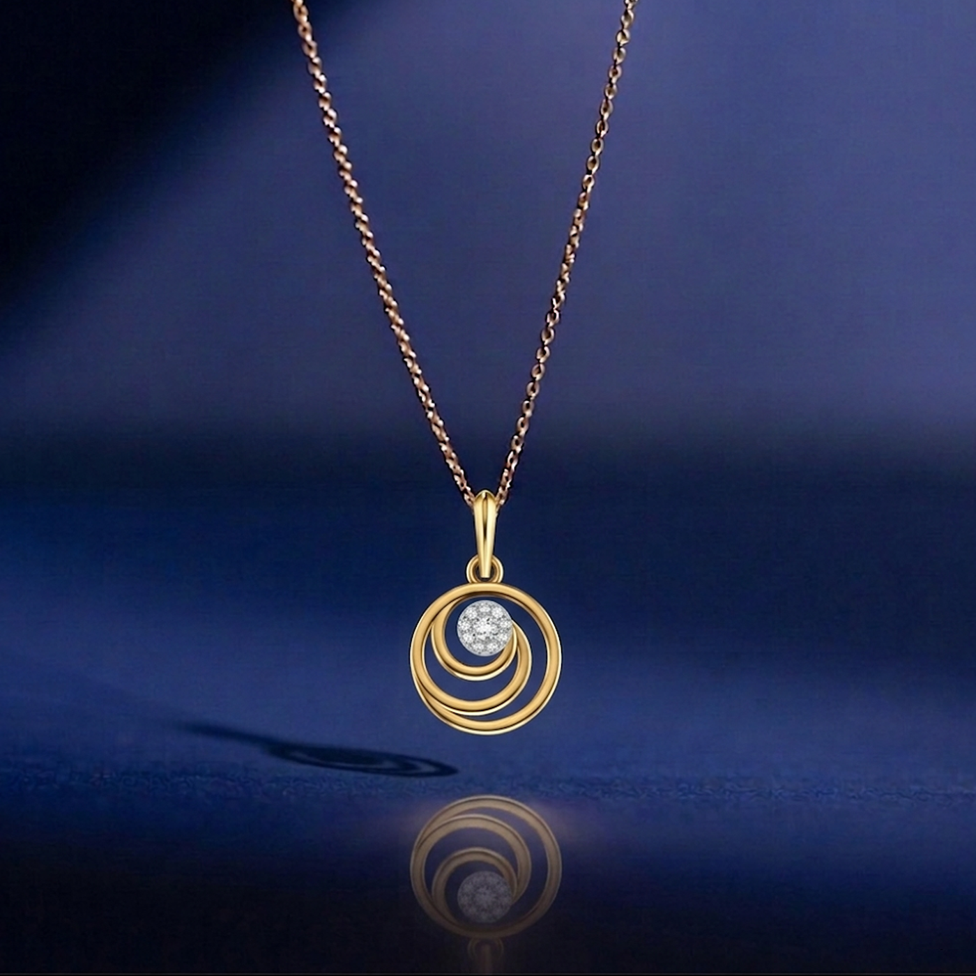 Gold & Diamond Swirl Pendant Set KRC40569