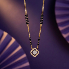 Gold & Diamond Floral Beaded Mangalsutra For Women KRC50125