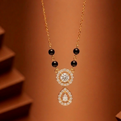 Gold & Diamond Beaded Mangalsutra For Women KRC50110
