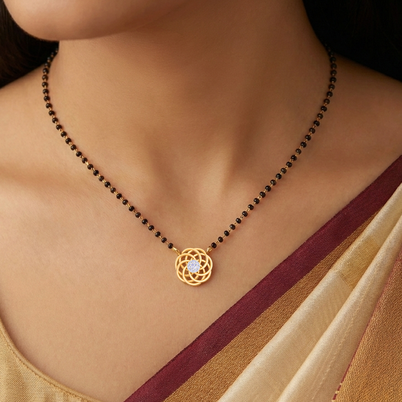 Gold & Diamond Modern Mangalsutra For Women KRB50023