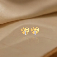 Heart Yellow Gold Diamond Earring | under 40k 