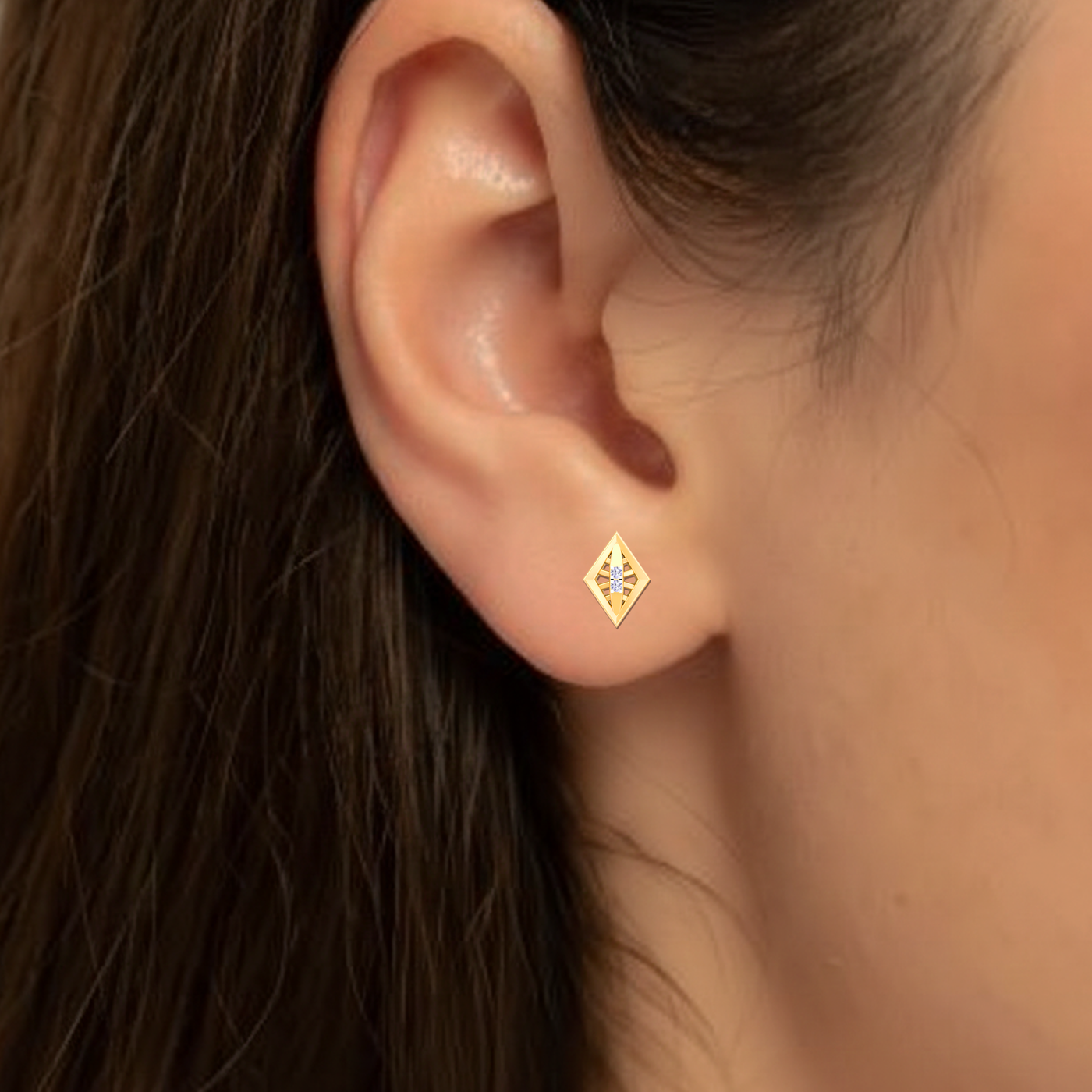 Gold & Diamond Stud Women Earring KRC30169