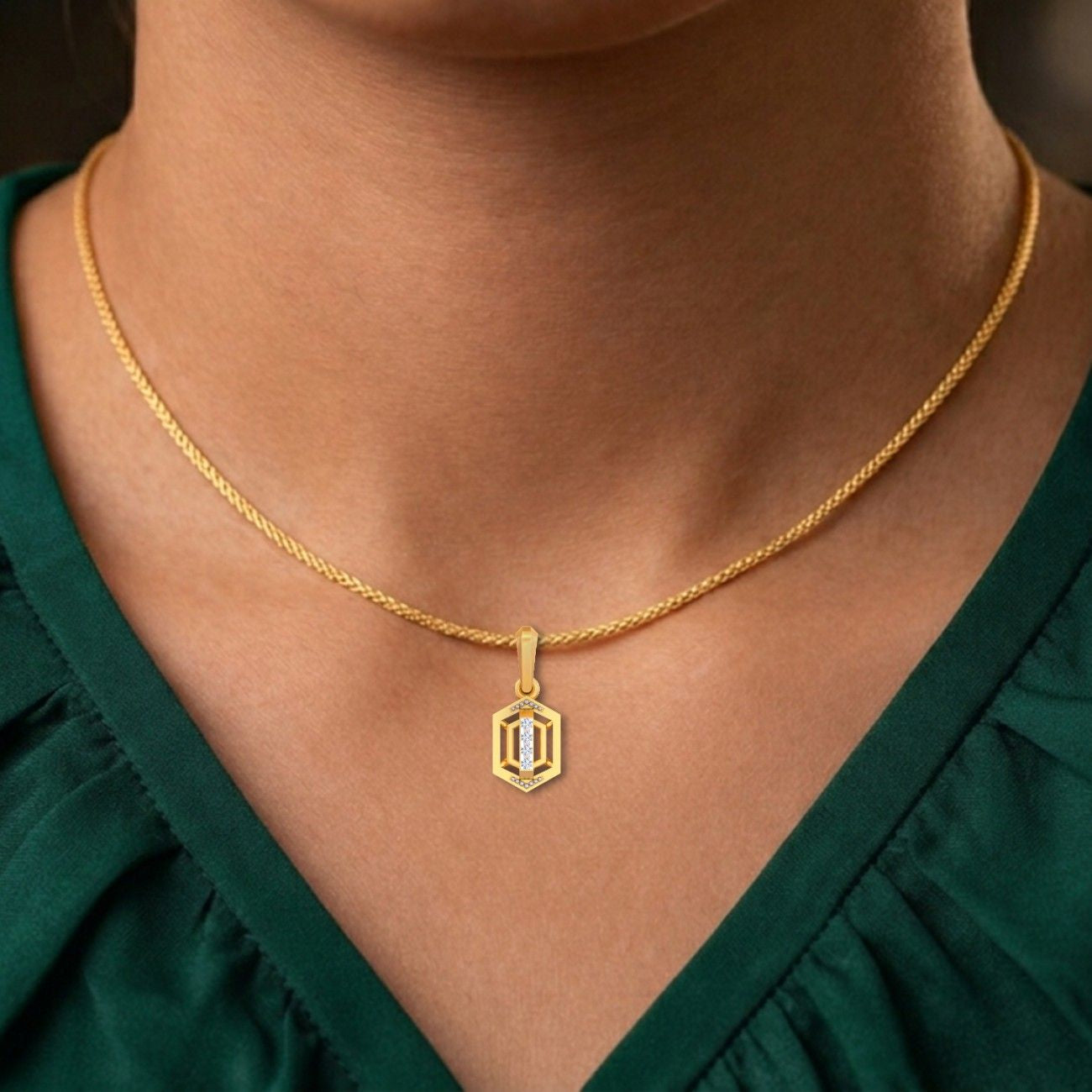 Elegant gold pendant showcasing premium diamond sparkle.
