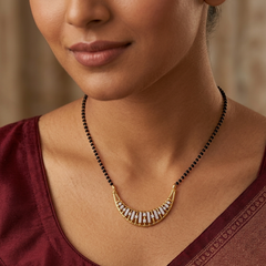 Gold & Diamond Beaded Mangalsutra For Women KRB50045