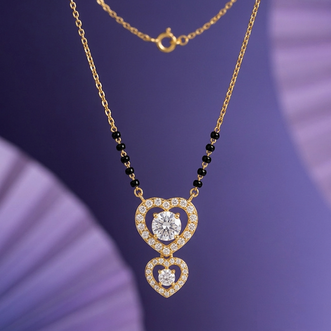 Gold & Diamond Heart Mangalsutra For Women KRC50126