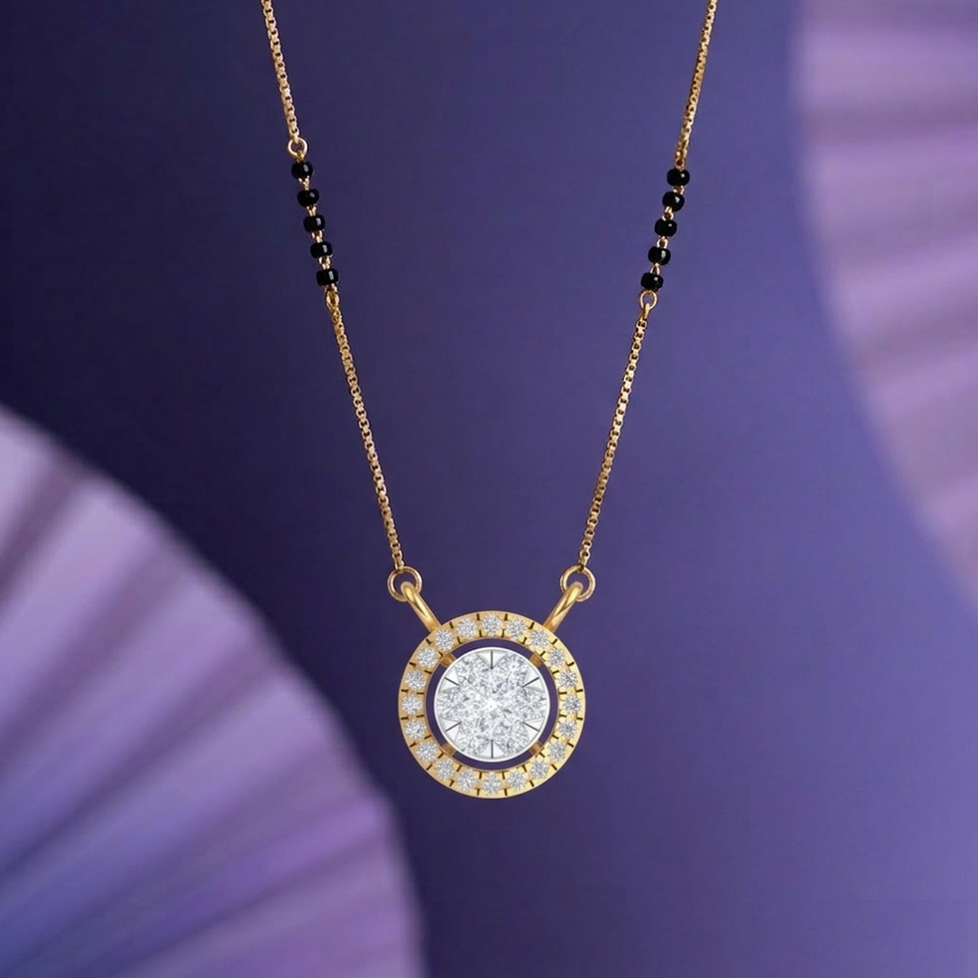 Gold & Diamond Round Mangalsutra For Women KRC50079