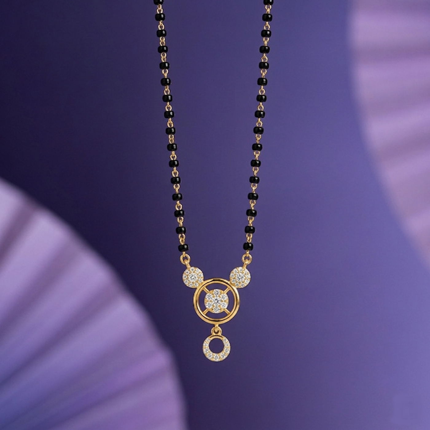 Gold & Diamond Beaded Mangalsutra For Women KRC50104