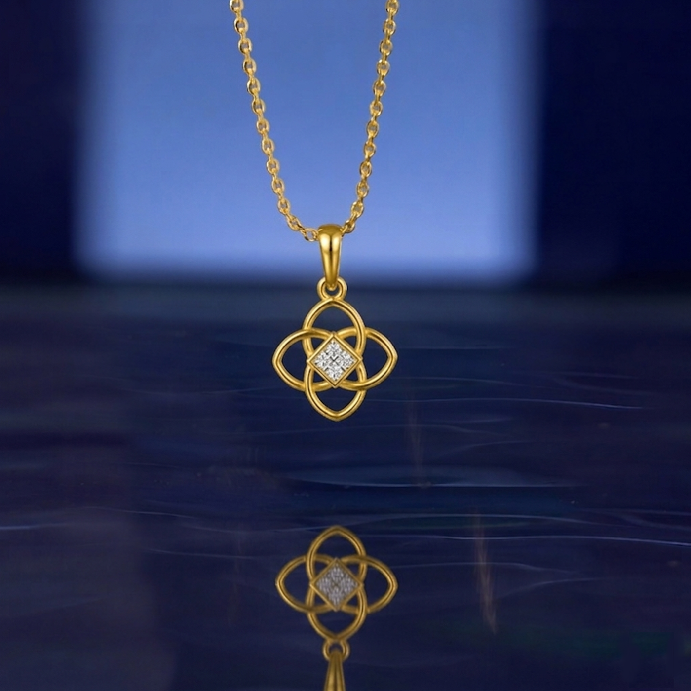 Gold & Diamond Floral Pendant Set KRB40206