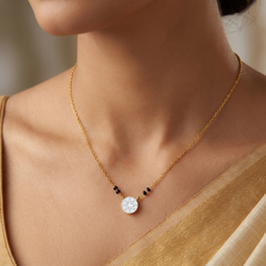 Gold & Diamond Beaded Mangalsutra For Women KRC50092