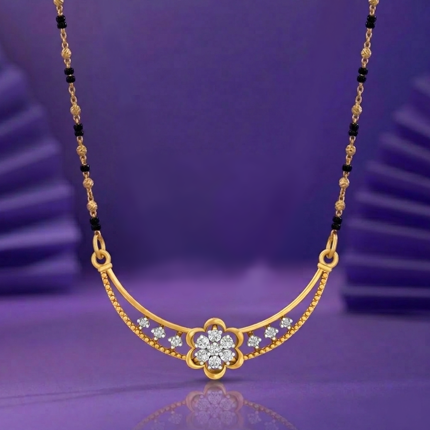 Elegant Gold & Diamond Mangalsutra For Women KRC50080