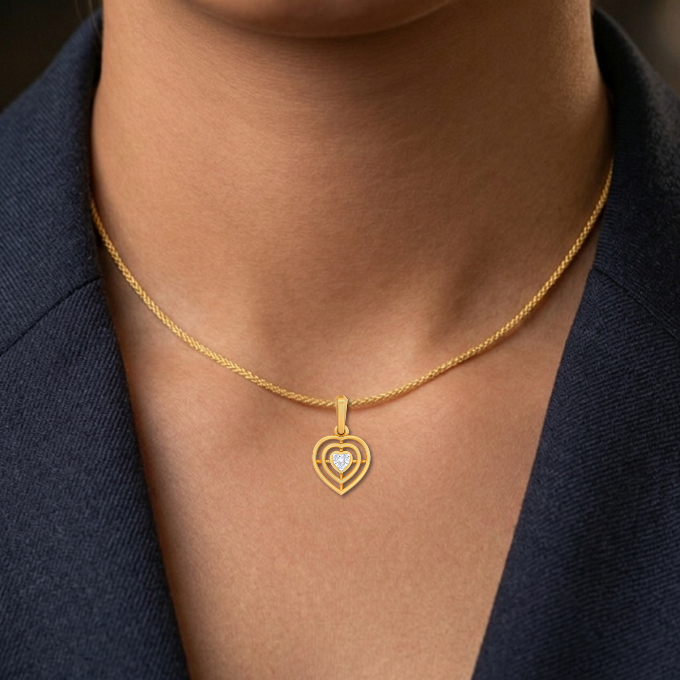 Gold & Diamond Heart Pendant Set KRB40228