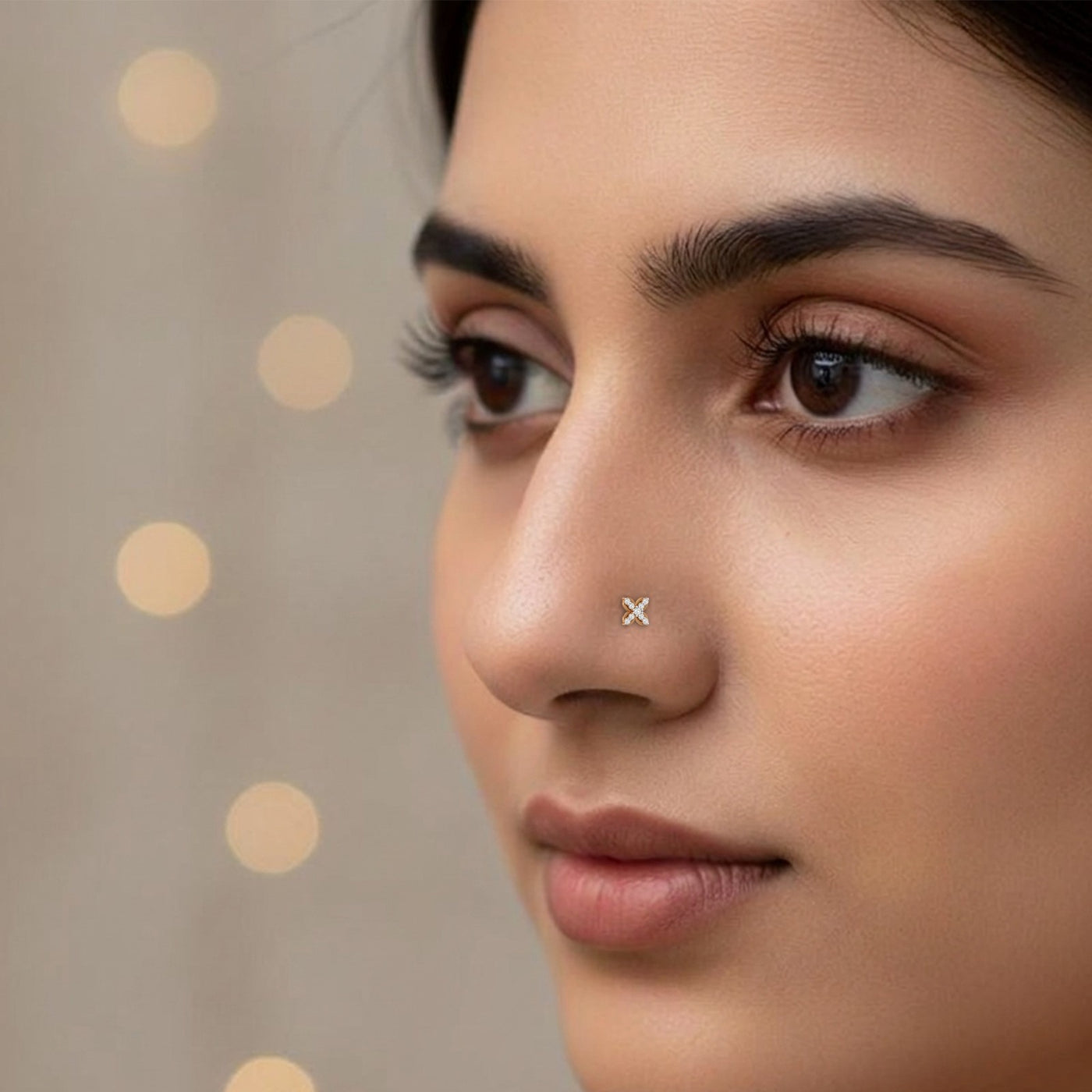 Gold & Diamond Stud Nose Pin KRC80303