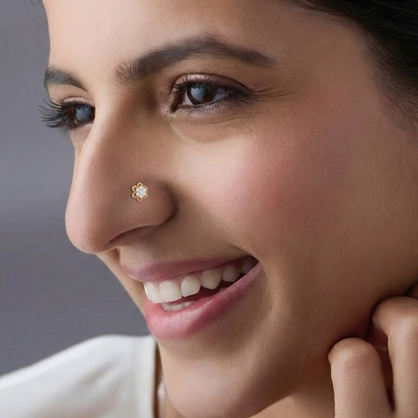 Gold & Diamond Stud Nose Pin KRC80152