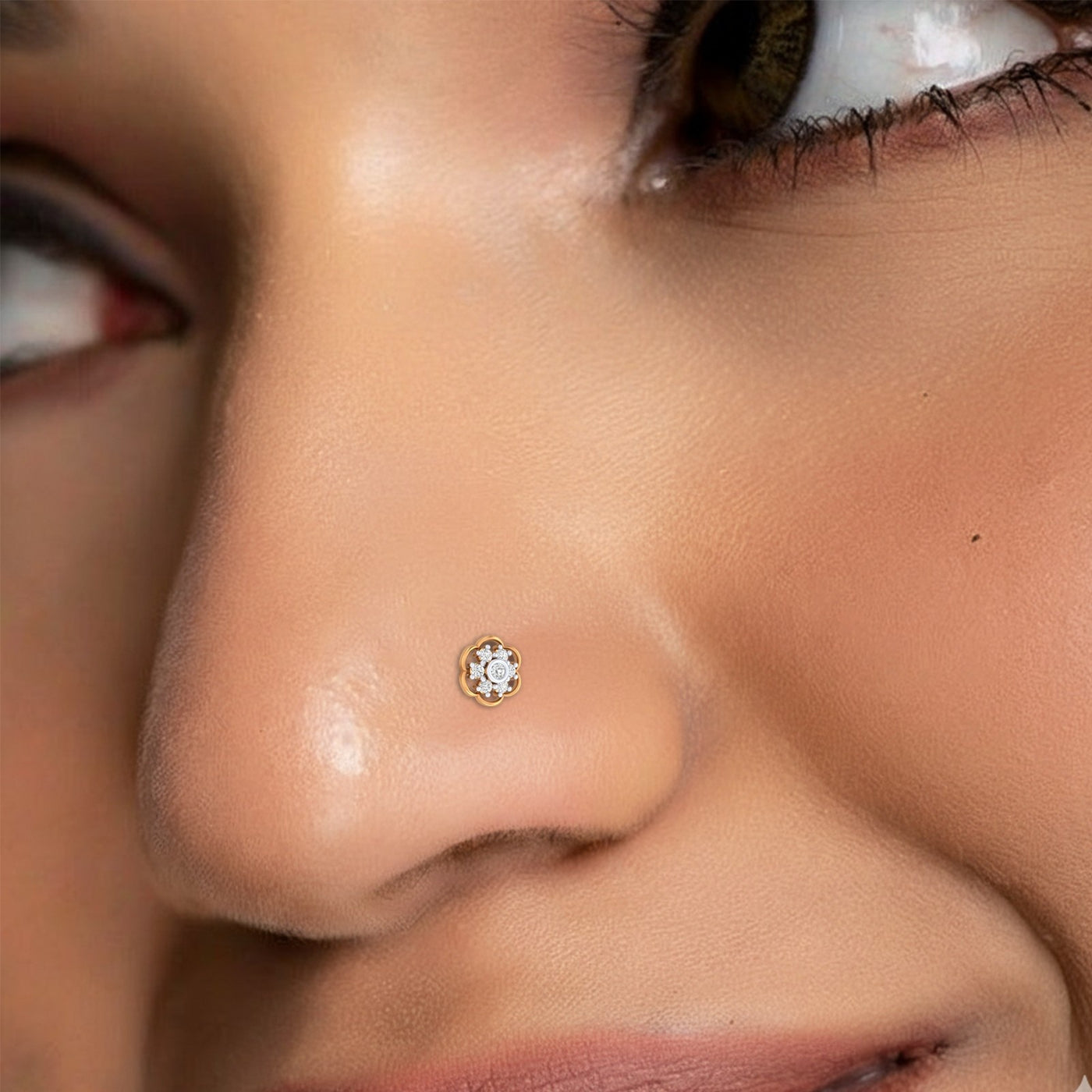 Gold & Diamond Stud Nose Pin KRC80155
