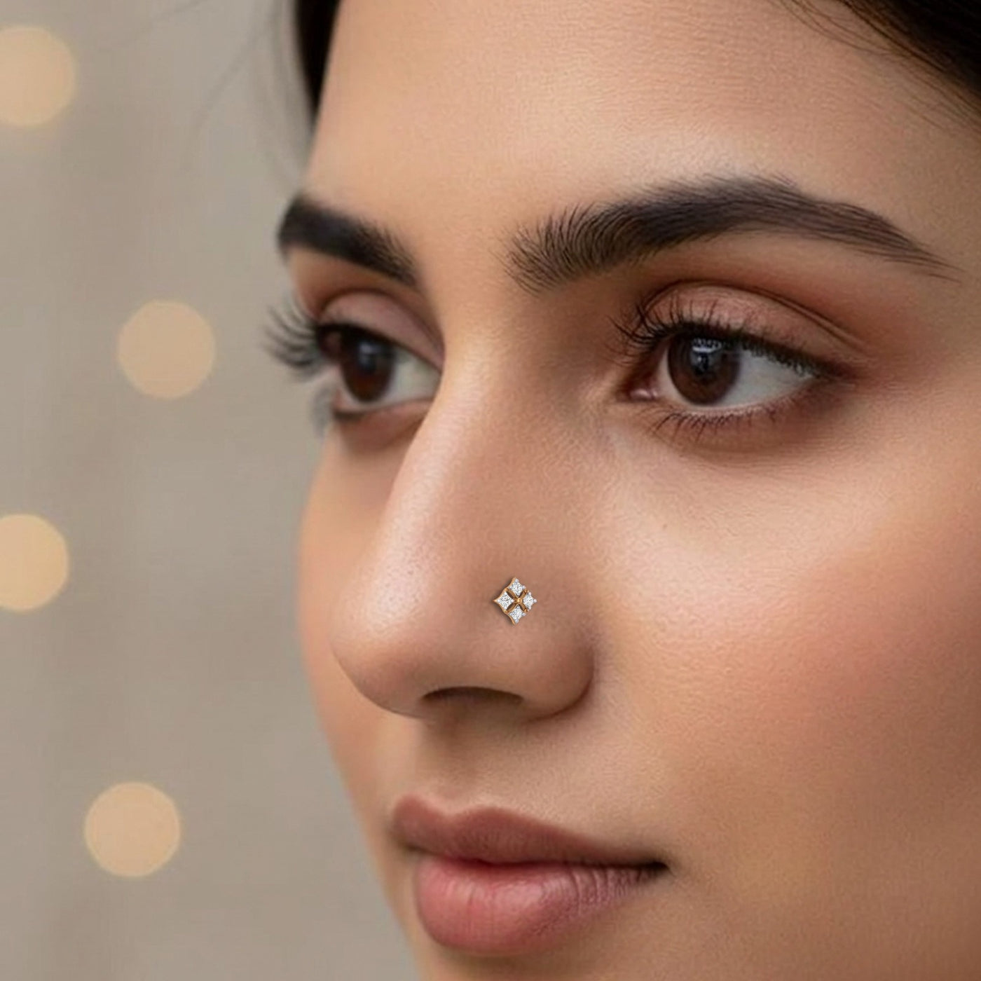 Gold & Diamond Stud Nose Pin KRA50062