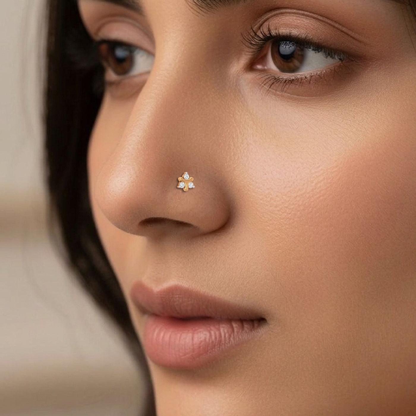 Gold & Diamond Stud Nose Pin KRC80163