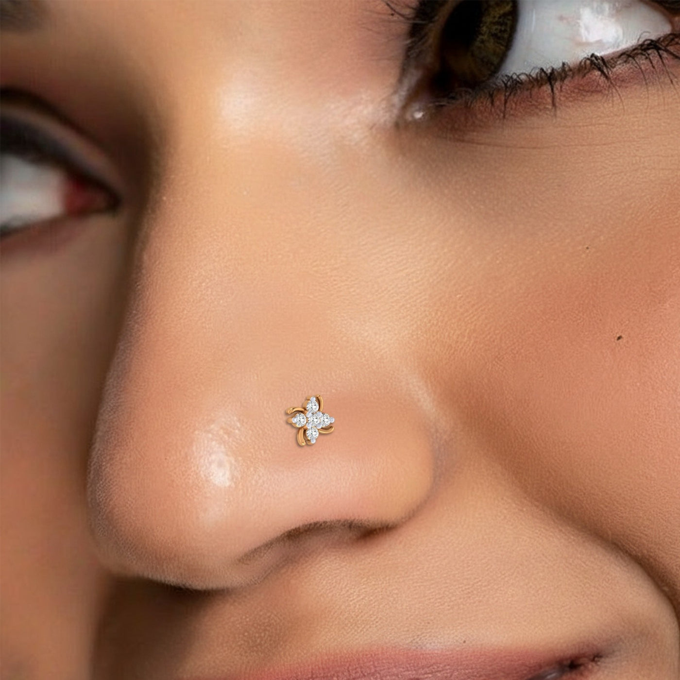 Gold & Diamond Stud Nose Pin KRC80164