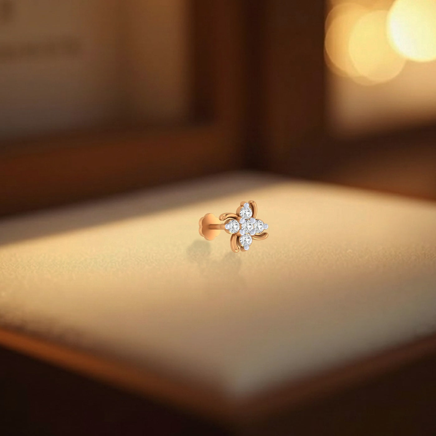 Gold & Diamond Stud Nose Pin KRC80164