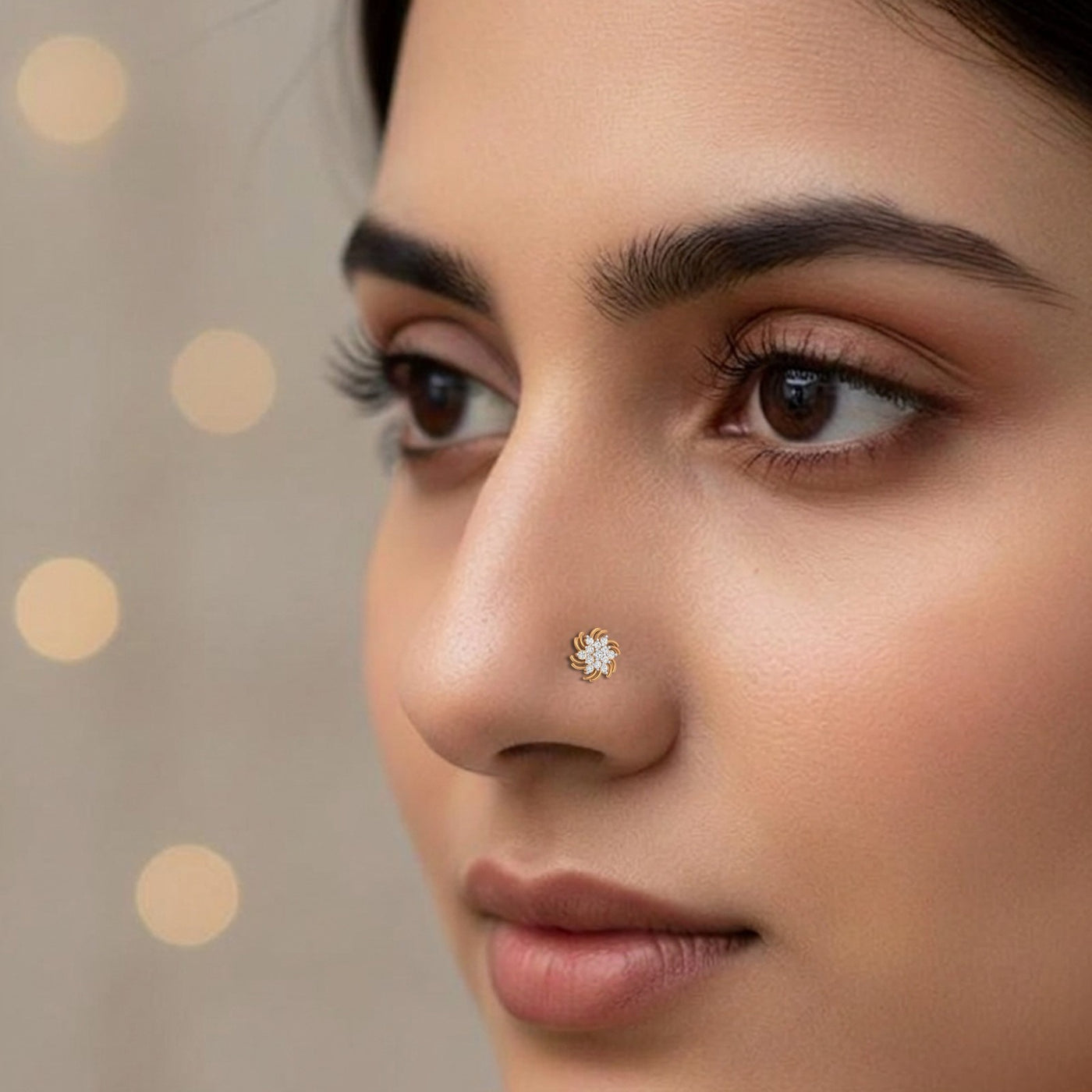Gold & Diamond Stud Nose Pin KRC80182