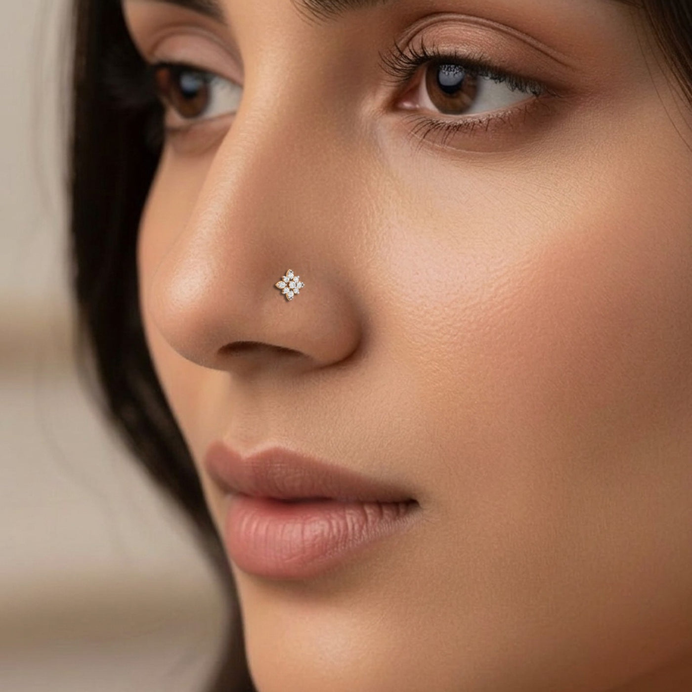 Gold & Diamond Stud Nose Pin KRC80183