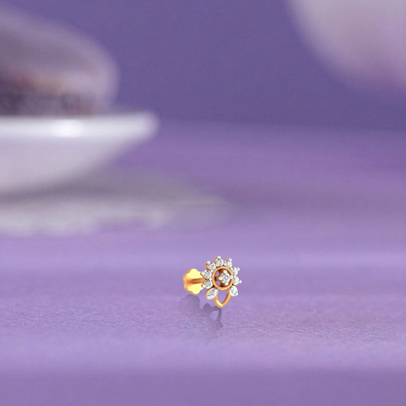Gold & Diamond Stud Nose Pin KRC80109