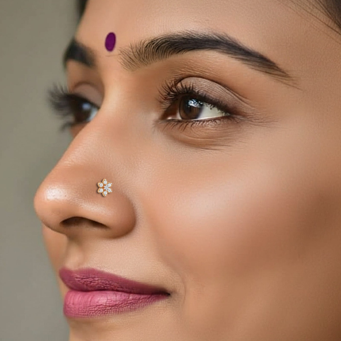 Gold & Diamond Stud Nose Pin KRC80186