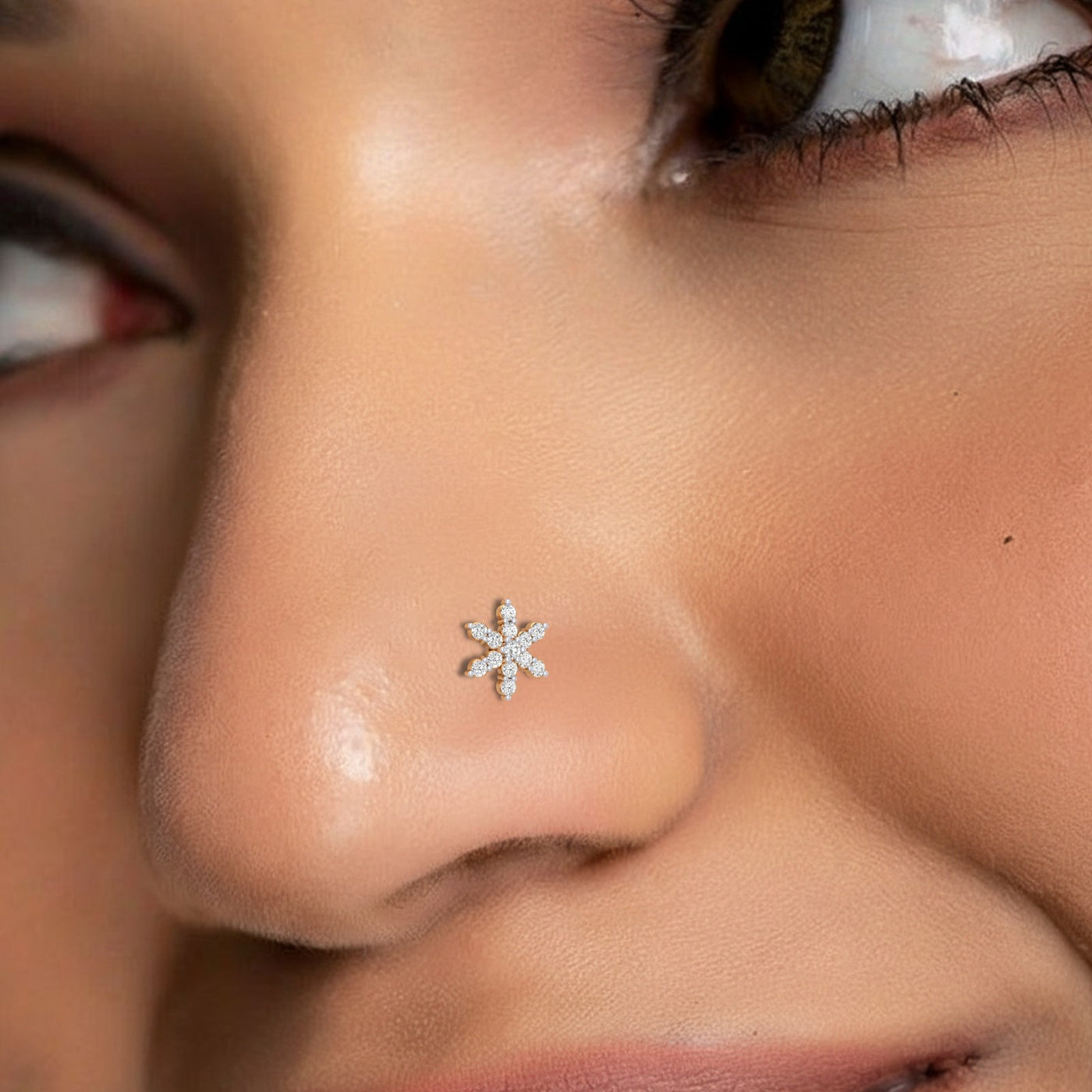 Gold & Diamond Stud Nose Pin KRC80187