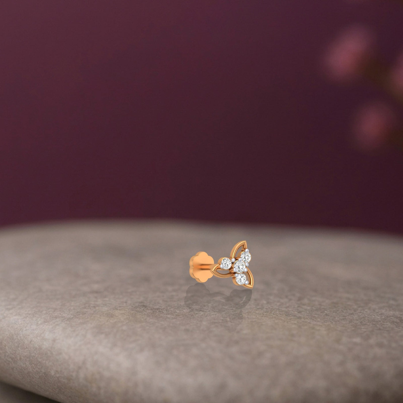 Gold & Diamond Stud Nose Pin KRC80201