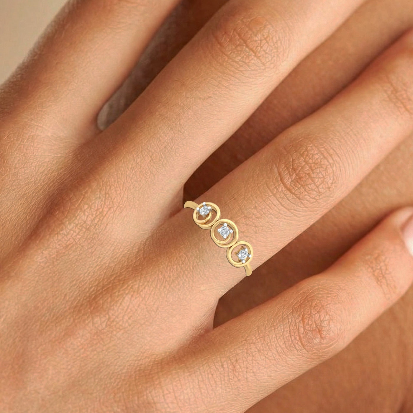 Gold & Diamond Dailywear Ring For Women KRC10691