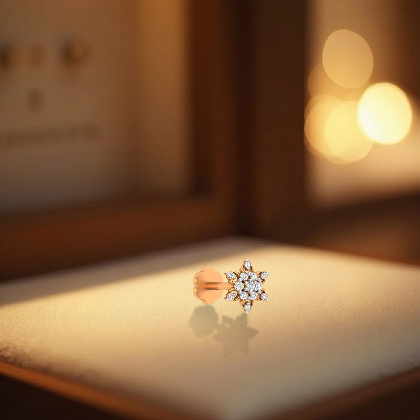 Gold & Diamond Stud Nose Pin KRC80119