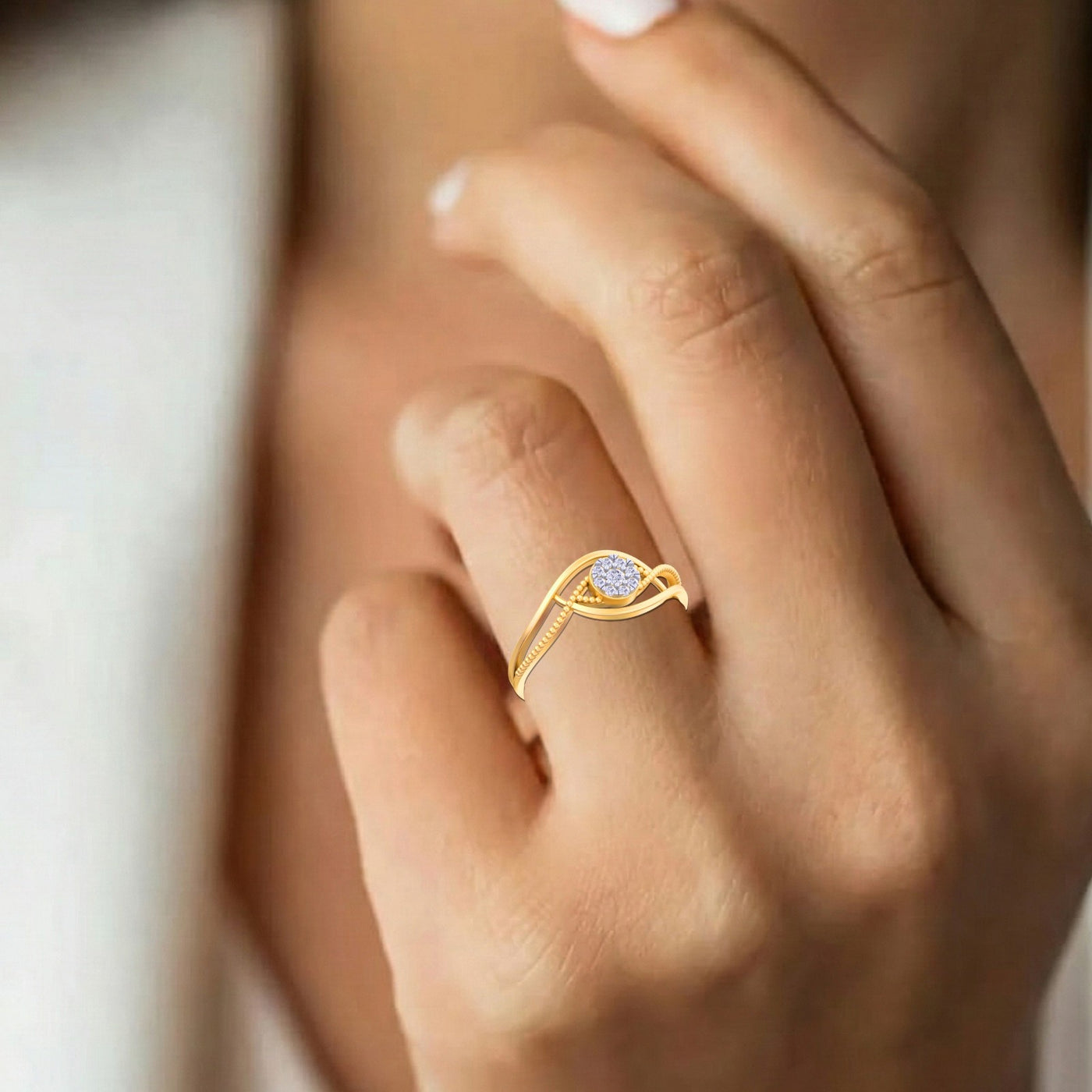 Gold & Diamond Dailywear Ring For Women KRC10375