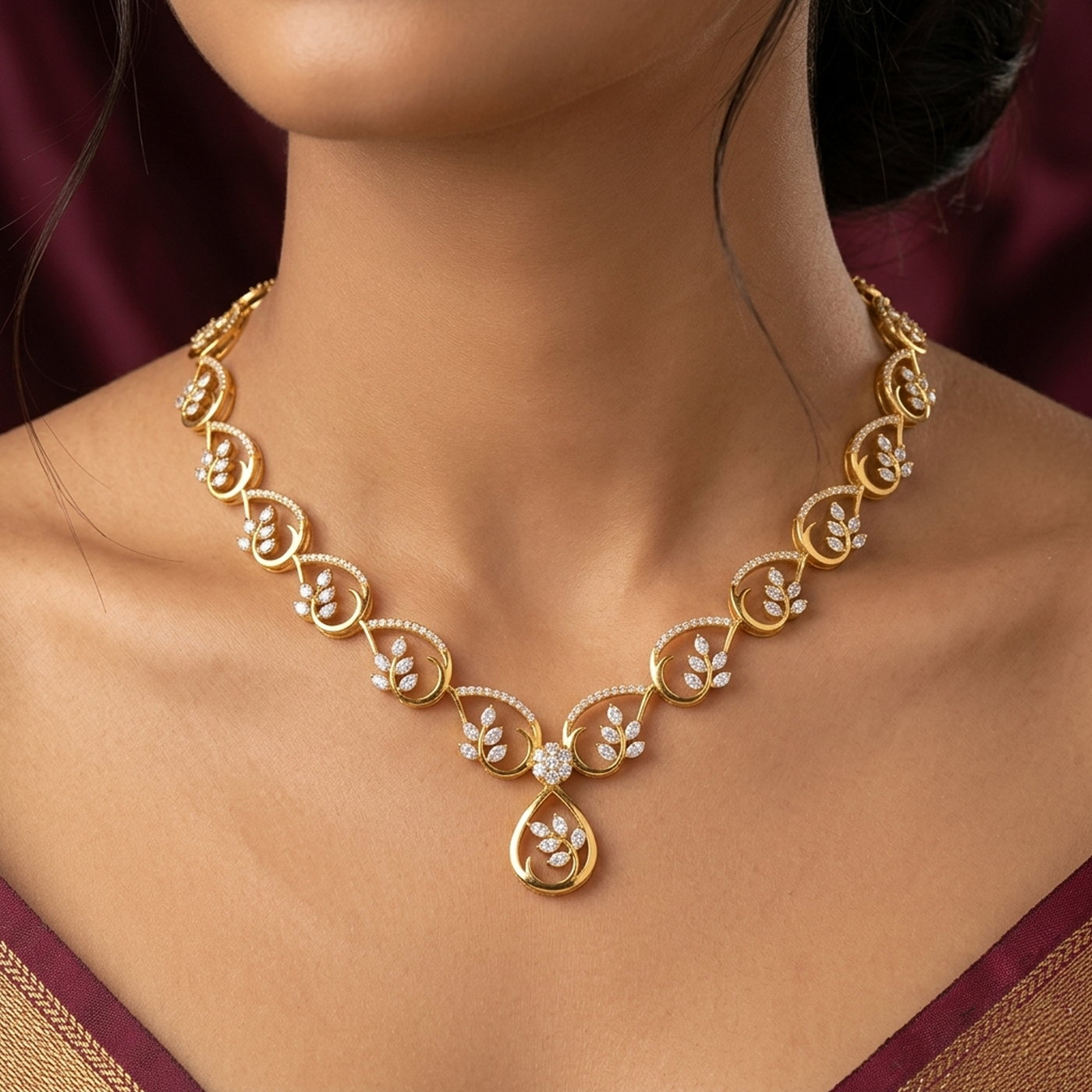 Gold & Diamond Lightweight Necklace Set KRC60118