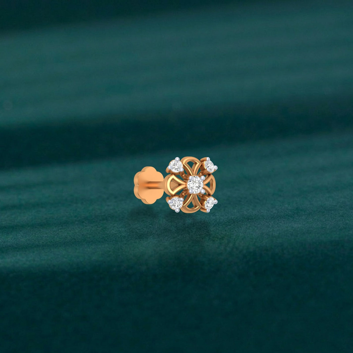 Gold & Diamond Stud Nose Pin KRC80251