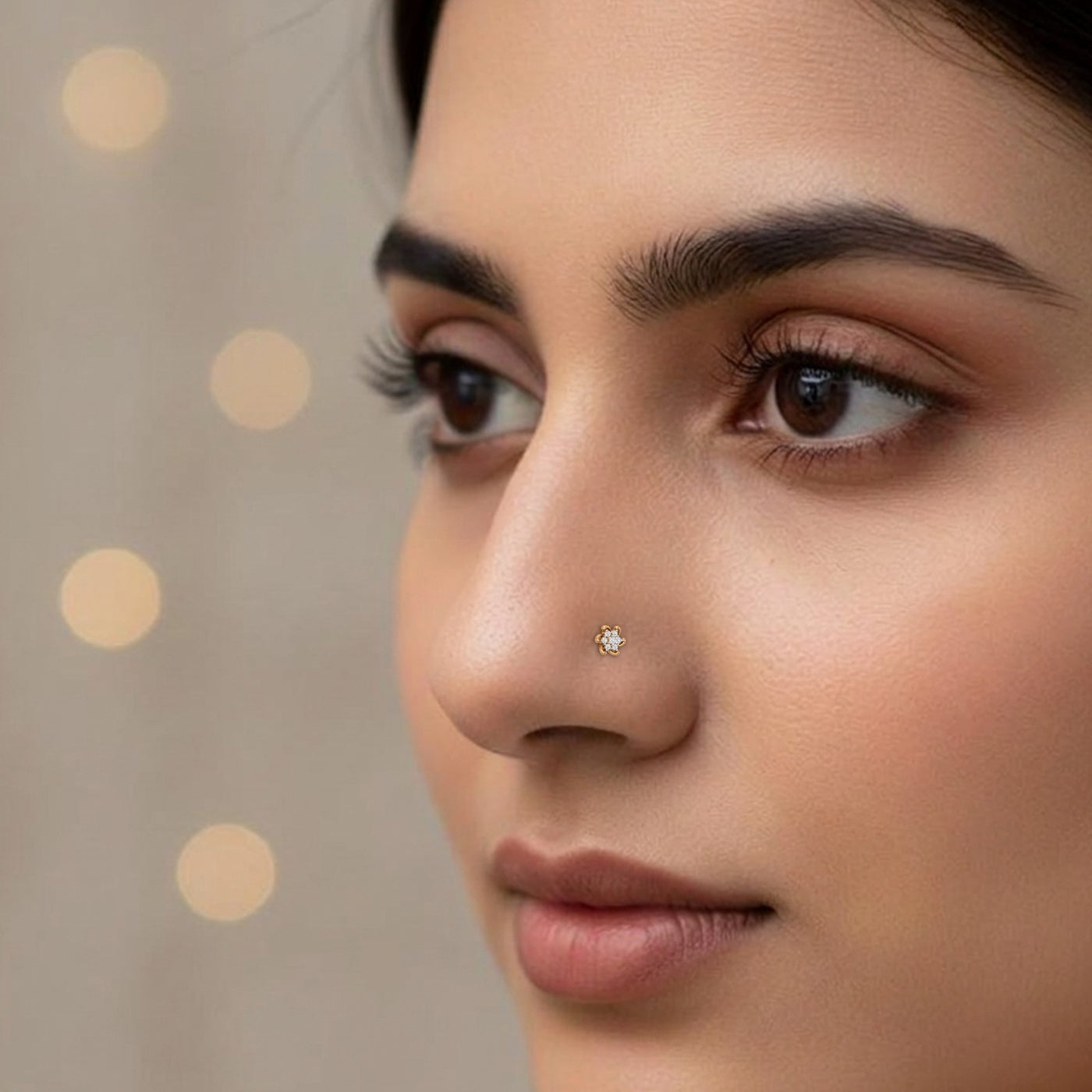 Gold & Diamond Stud Nose Pin KRC80282